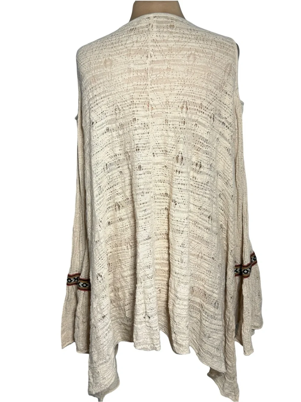 Free People Cold Shoulder Boho Knit Tunic Sweater Cream Size Large